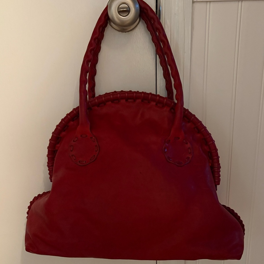 Henry Cuir x Barneys Leather Whipstitch Handler Maroon/Red medium